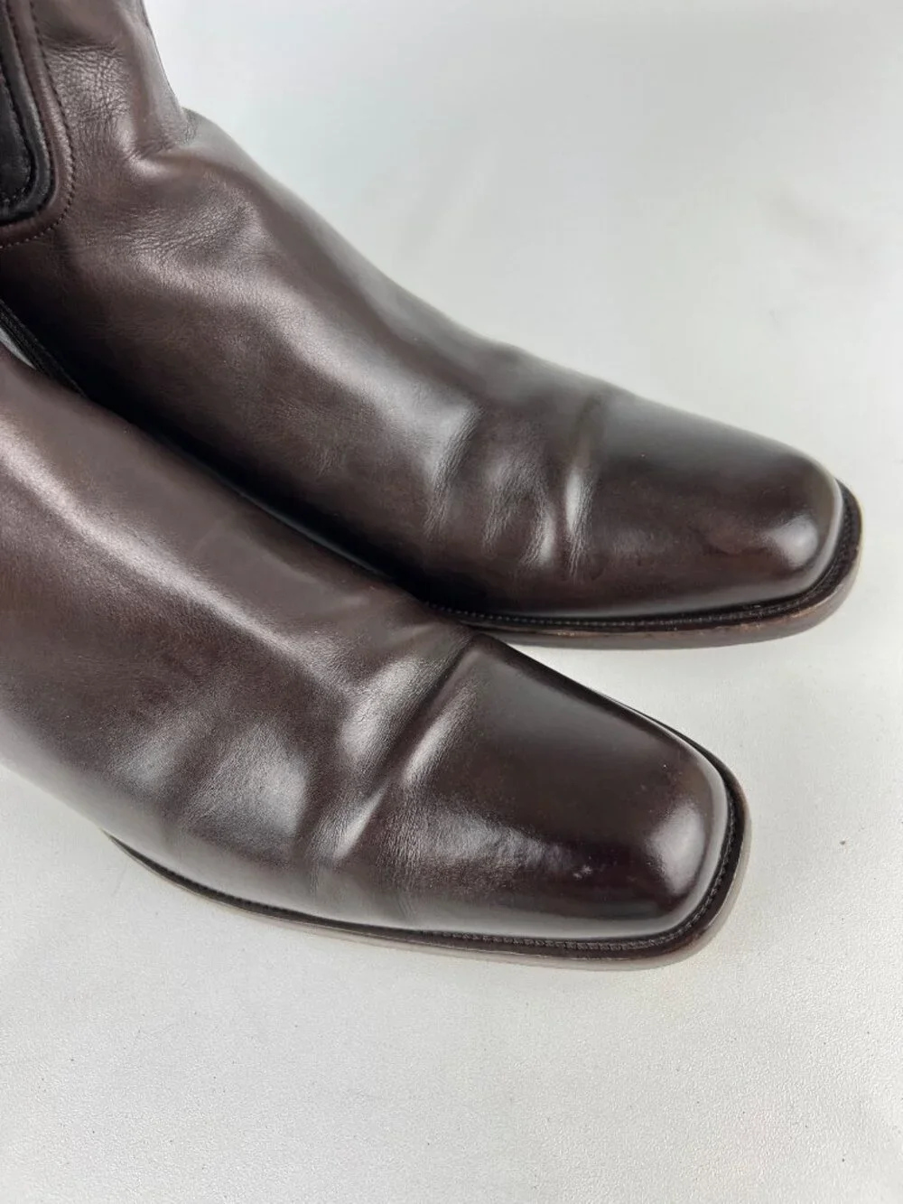 Alaia Womens Brown Leather Over the Knee Boots Low Heel Italy size EU 40 US 10